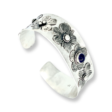 Load image into Gallery viewer, Defiance Collection-Holy Cross Cuff Bracelet, Argentium Silver, Amethyst
