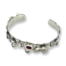 Load image into Gallery viewer, Defiance Collection-Holy Cross Cuff Argentium Bracelet, Garnet
