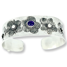 Load image into Gallery viewer, Defiance Collection-Holy Cross Cuff Bracelet, Argentium Silver, Amethyst
