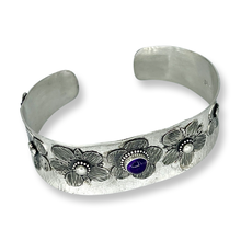 Load image into Gallery viewer, Defiance Collection-Holy Cross Cuff Bracelet, Argentium Silver, Amethyst
