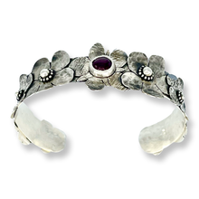 Load image into Gallery viewer, Defiance Collection-Holy Cross Cuff Argentium Bracelet, Garnet
