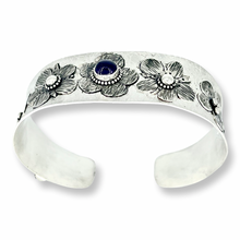 Load image into Gallery viewer, Defiance Collection-Holy Cross Cuff Bracelet, Argentium Silver, Amethyst
