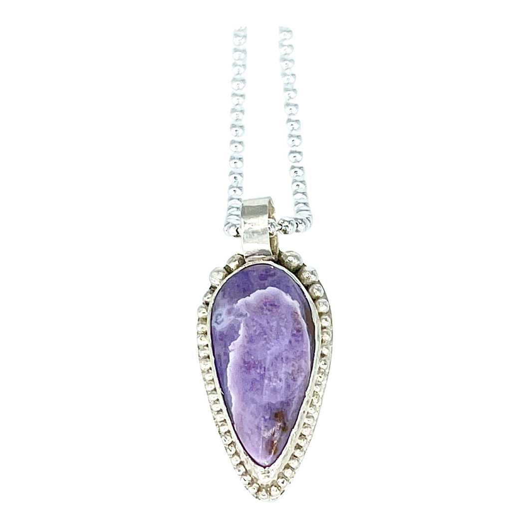 Colorado Inspired  Necklace Purple Agate - Argentium Silver