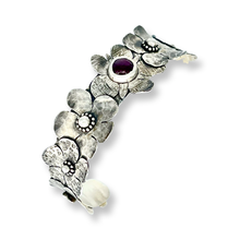 Load image into Gallery viewer, Defiance Collection-Holy Cross Cuff Argentium Bracelet, Garnet
